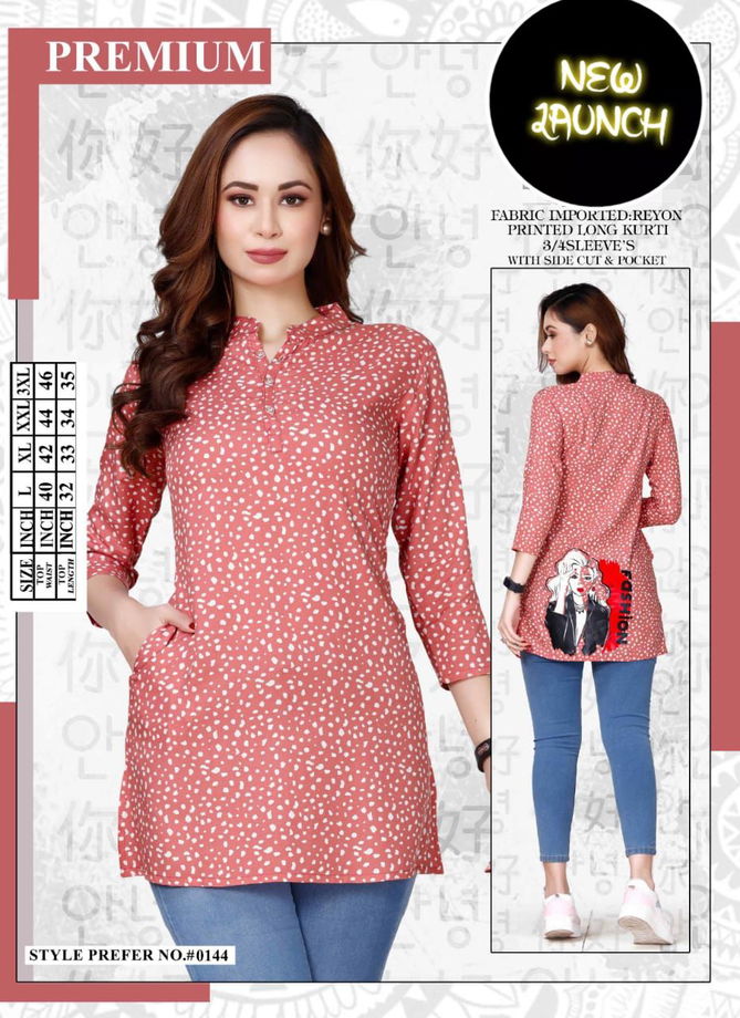 Summer Special Vol At 0144 Rayon Printed Top Catalog
